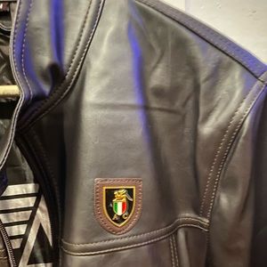 Collezioni Italia Brown leather biker jacket